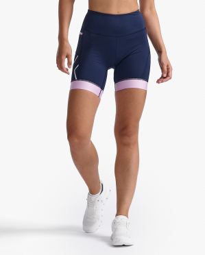 2XU Core 7 inch tri shorts blauw/roze dames 