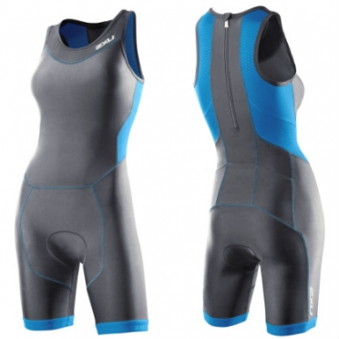 2XU Perform tri suit rear zip dames WT2706d Charcoal/Ultramarine blue