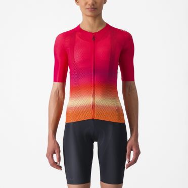 Castelli Climber's 4.0 korte mouw fietsshirt rood/oranje dames 