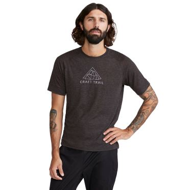 Craft ADV Trail Wool korte mouw hardloopshirt zwart heren 
