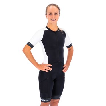 Fusion Speed Suit V2 korte mouw zwart/wit Unisex 