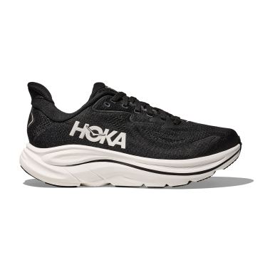 Hoka Clifton 10 hardloopschoenen Black/White WIDE Dames  