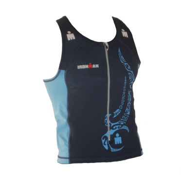 Ironman tri top front zip mouwloos multisport tattoo blauw heren 