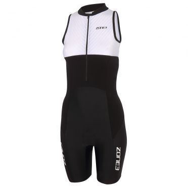 Zone3 Lava long distance mouwloos trisuit zwart/wit dames 