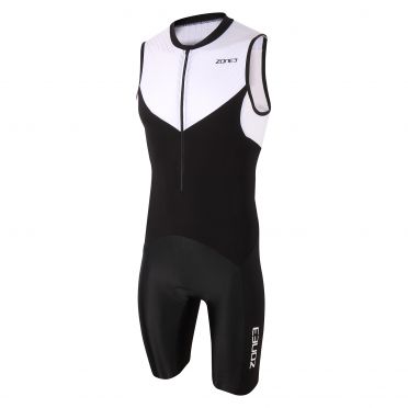 Zone3 Lava long distance mouwloos trisuit zwart/wit heren 