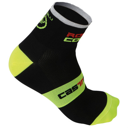 Castelli rosso corsa 6 sock zwart/geel heren 7072-321 CA7072-321(2015)