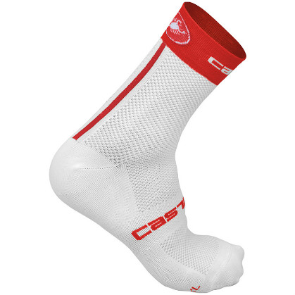 Castelli Free 9 sock wit/rood heren fietssokken 13040-231 CA13040-231-VRR