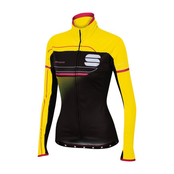 Sportful Grupetto pro W lange mouw jacket zwart/fluo geel dames 1101700-291