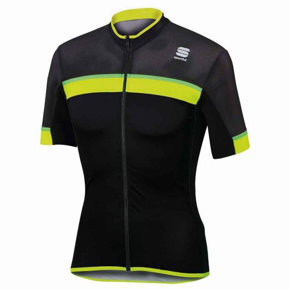 Sportful SF pista fietsshirt korte mouw zwart/geel/groen heren 1101742-291
