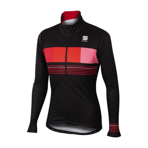 Sportful Stripe thermal lange mouw jacket zwart/rood heren 1101819-267
