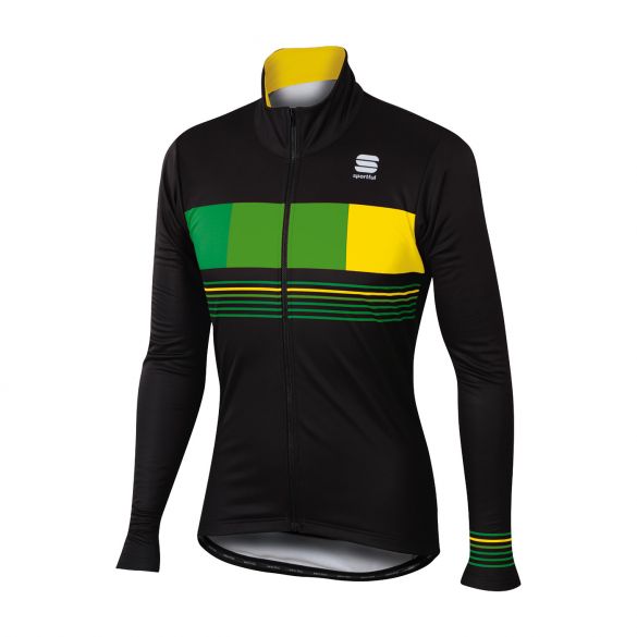 Sportful Stripe thermal lange mouw jacket zwart/groen heren 1101819-287