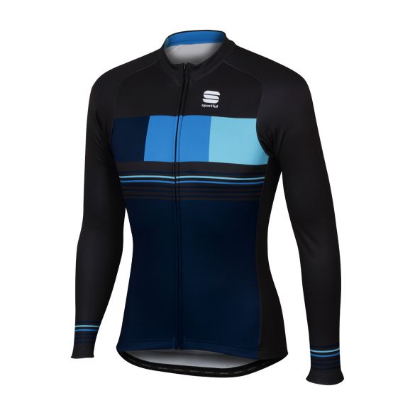 Sportful Stripe thermal lange mouw fietsshirt blauw/zwart heren 1101820-043