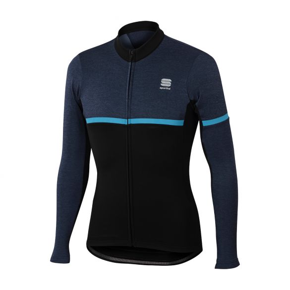 Sportful Giara warm lange mouw fietsshirt zwart/blauw heren 1101823-243