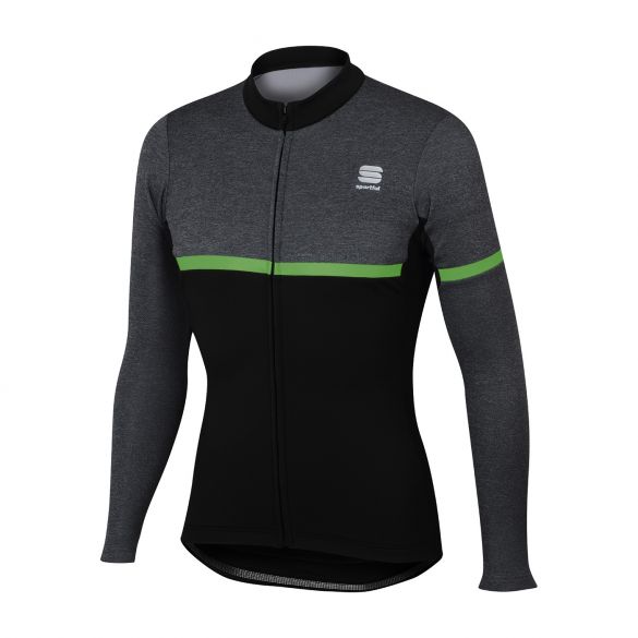 Sportful Giara warm lange mouw fietsshirt zwart/groen heren 1101823-287-VRR