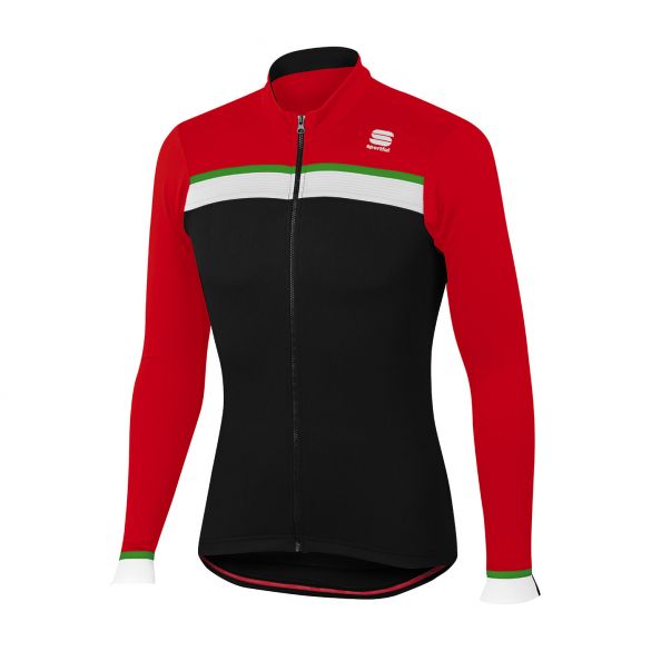 Sportful Pista thermal fietsshirt lange mouw zwart/rood heren 1101825-267
