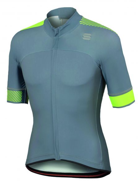 Sportful Bodyfit pro classics jersey korte mouw fietsshirt grijs/fluo geel heren 1101864-250