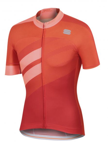 Sportful Bodyfit team jersey korte mouw fietsshirt rood/oranje heren 1101867-567
