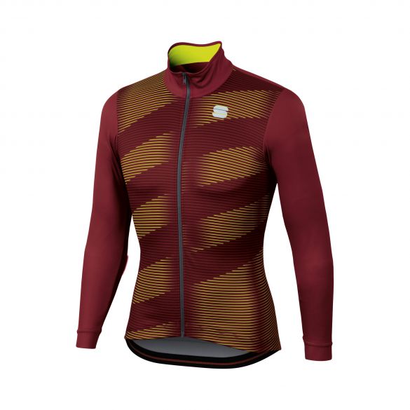 Sportful Moire thermal fietsshirt lange mouw paars/geel heren 1101947-616