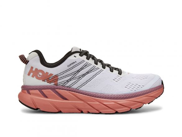 Hoka One One Clifton 6 hardloopschoenen wit/roze dames 1102873-NCLN