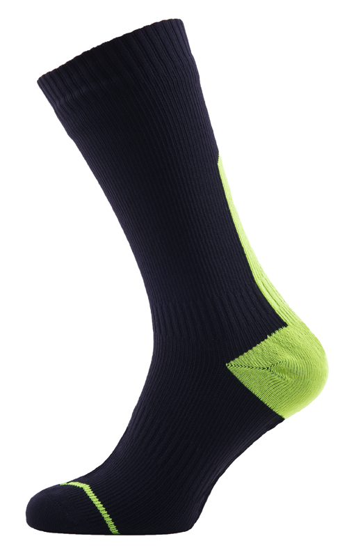 Sealskinz Road thin mid hydrostop fietssokken zwart/geel unisex 111161703-070