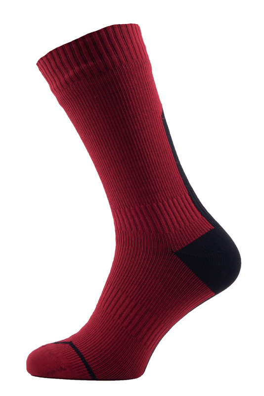 Sealskinz Road thin mid hydrostop fietssokken rood/zwart unisex 111161703-600