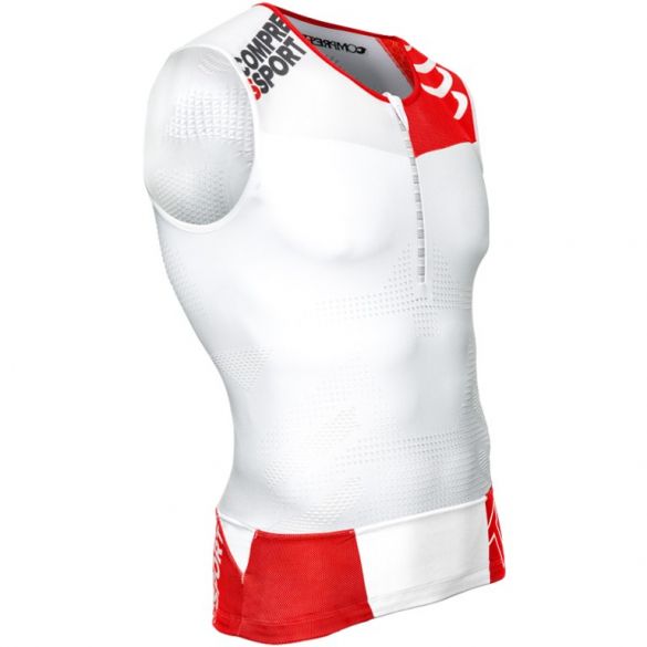 Compressport Tr3 tank top compressie shirt wit TSTRI-TK00VRR