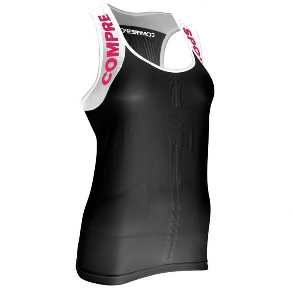 Compressport Trail running shirt v2 tank compressieshirt zwart dames TSTRW-TK99