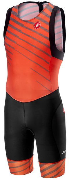 Castelli Short distance race trisuit rits achterzijde mouwloos oranje heren 18111-034