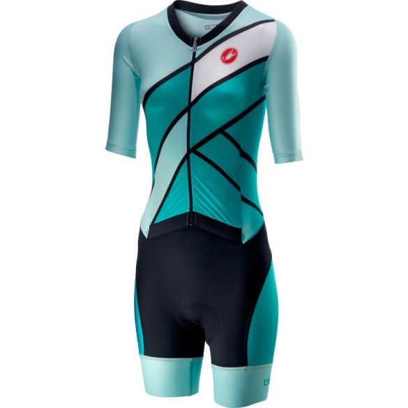 Castelli All out W speed trisuit korte mouw groen/blauw dames 18115-044