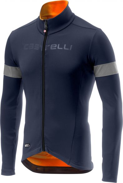 Castelli Nelmezzo ros lange mouw fietsshirt blauw/oranje heren 18510-070