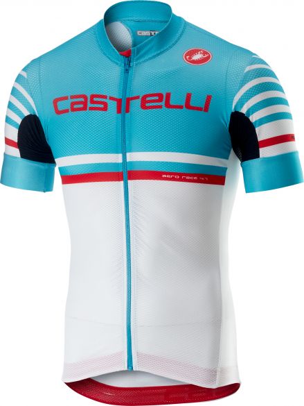 Castelli Free AR 4.1 FZ fietsshirt blauw/wit heren 19011-086