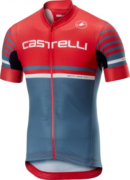Castelli Free AR 4.1 FZ fietsshirt rood/blauw heren 19011-236