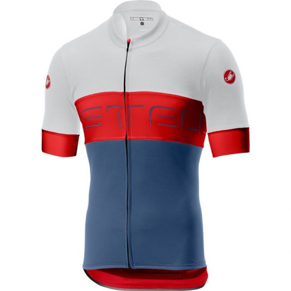 Castelli Prologo VI fietsshirt korte mouw ivoor/rood/blauw 19015-065