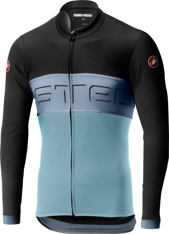 Castelli Prologo VI fietsshirt lange mouw antraciet/blauw heren 19016-030
