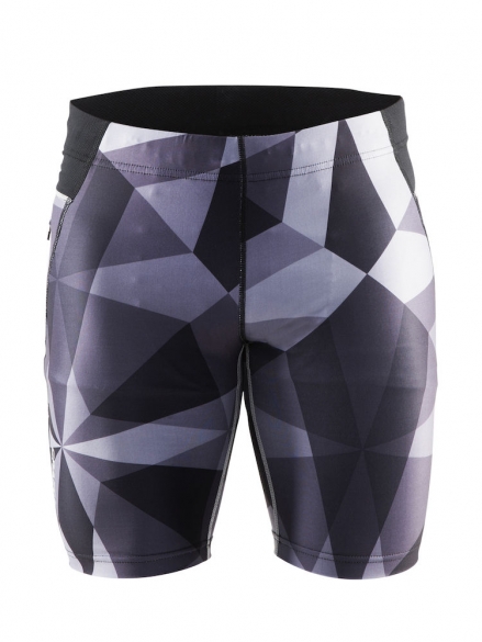Craft Devotion short hardloopbroek strak zwart geo heren 1903975-9091