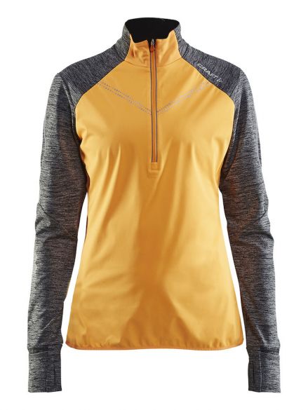 Craft Brilliant 2.0 thermal wind lange mouw hardloopshirt geel/grijs dames 1904316-2563