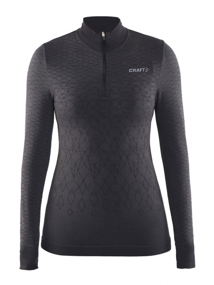 Craft Warm wool comfort rits lange mouw ondershirt zwart dames 1904483-9999