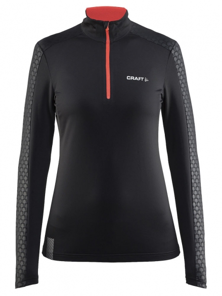 Craft Facile Halfzip Pullover dames zwart rood 1904524-9443