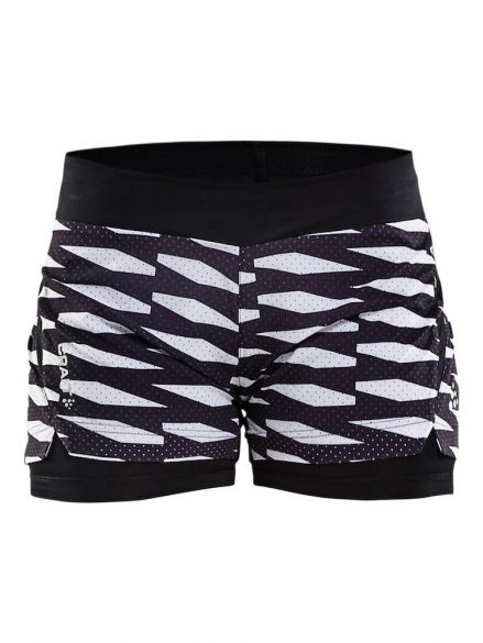 Craft Breakaway 2-in-1 hardloop short zwart/wit dames 1904954-9120
