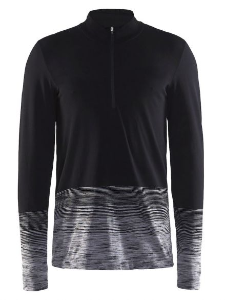 Craft wool comfort 2.0 CN zip lange mouw ondershirt zwart heren 1905345-999975
