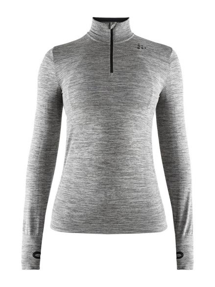 Craft Fuseknit comfort zip lange mouw ondershirt grijs dames 1906594-975000