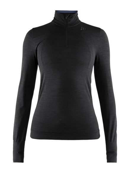 Craft Fuseknit comfort zip lange mouw ondershirt zwart dames 1906594-999000