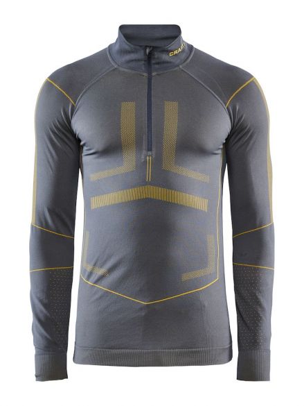 Craft Active Intensity zip lange mouw ondershirt grijs/geel heren 1907934-995557