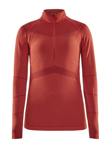 Craft Active Intensity zip lange mouw ondershirt rood dames 1907938-481488