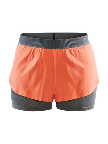 Craft Vent 2 in 1 Racing hardloop short oranje dames 1908707-825000
