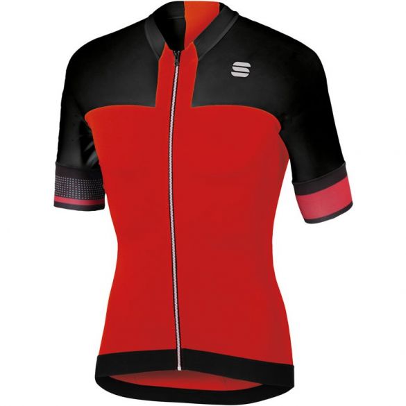 Sportful Strike jersey korte mouw fietsshirt rood/zwart heren 1101879-567