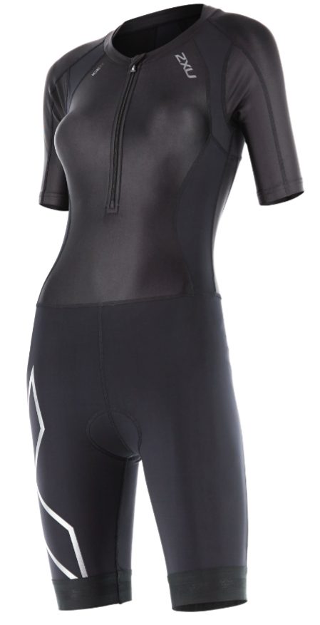 2XU Compression full zip trisuit sleeved zwart dames WT4445dBLK/BLK