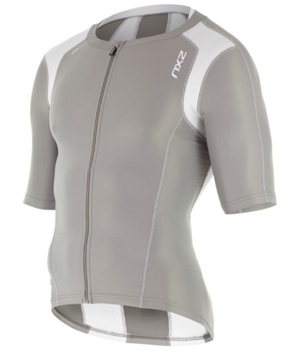 2XU Compression Sleeved Tri Top grijs/wit heren MT4439aFRG/WHT