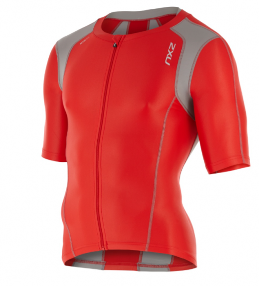 2XU Compression Sleeved Tri Top rood/grijs heren MT4439aFSC/FRG