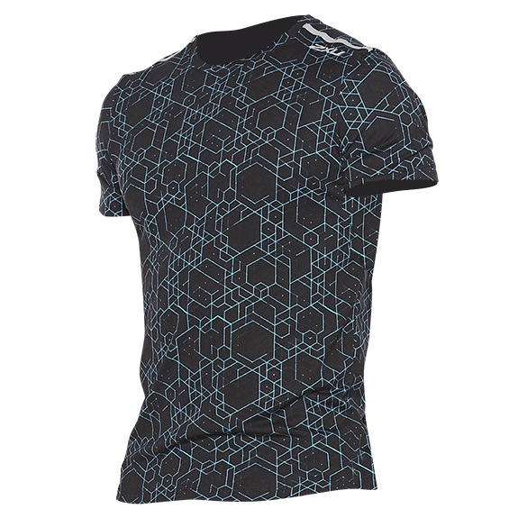 2XU GHST hardloopshirt korte mouw zwart/blauw heren MR6210a-MXBSRF